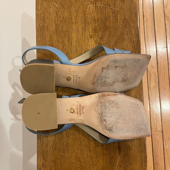 Stuart Weitzman good condition. Size 6 slate blue square toed sandal, 1.25 inch - Picture 3 of 4
